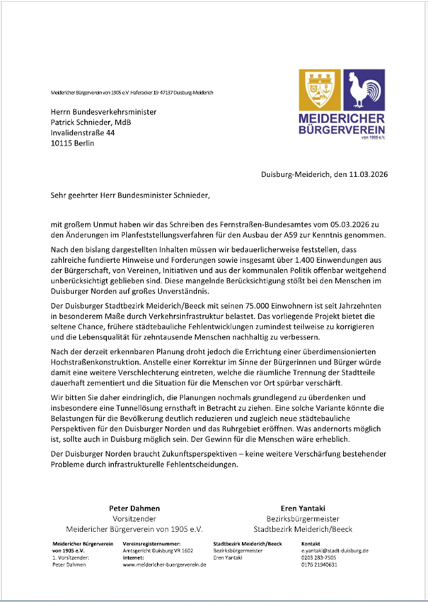 Brandbrief MBV und BBM an BM Herrn Schnieder