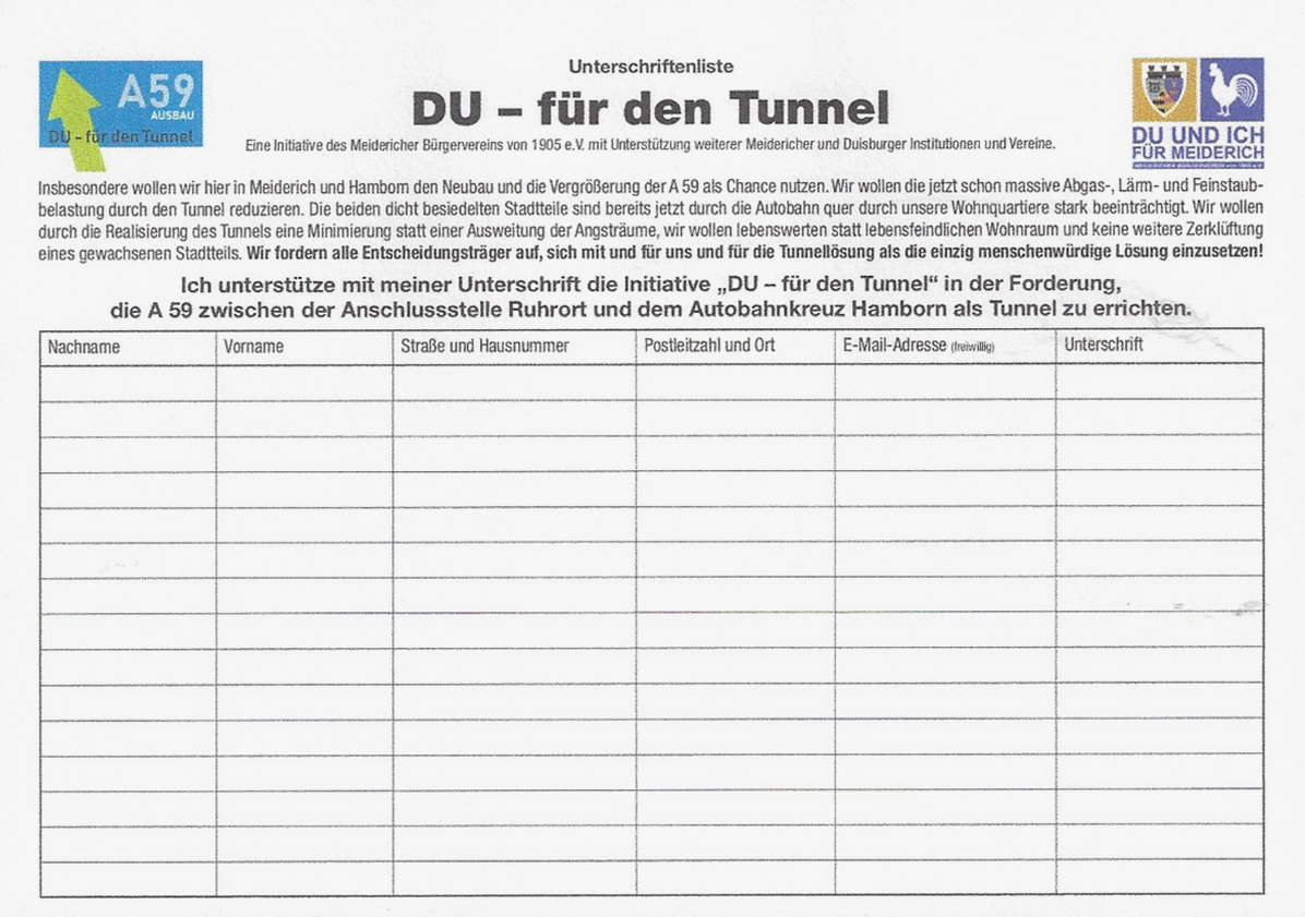 Unterschriftenliste
